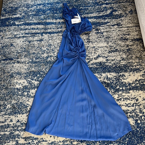 Christopher Esber Multi Panel Disconnect Ruched Halter Dress in Lapis US4 \AUS 8 - Picture 7 of 7